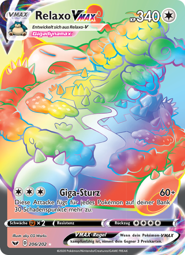 Relaxo VMAX 206 — Schwert & Schild (German Pokémon TCG card)