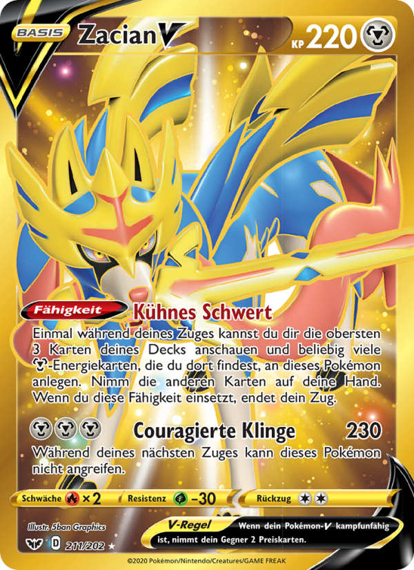 Zacian V 211 — Schwert & Schild (German Pokémon TCG card)