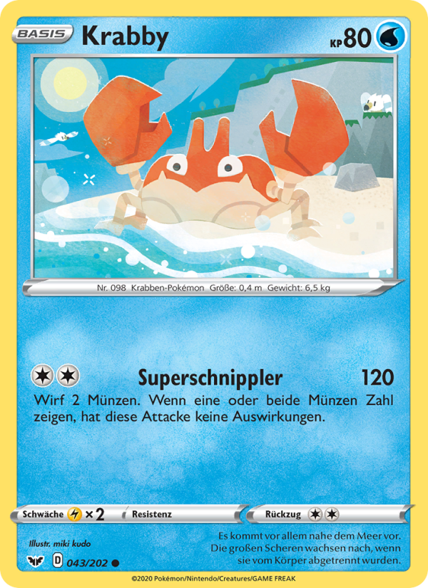 Krabby 43 — Schwert & Schild (German Pokémon TCG card)