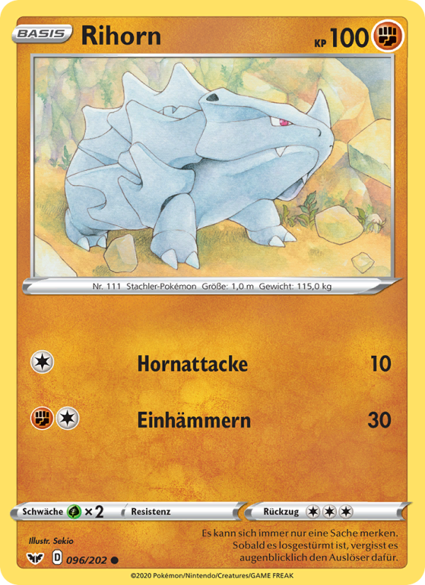 Rihorn 96 — Schwert & Schild (German Pokémon TCG card)