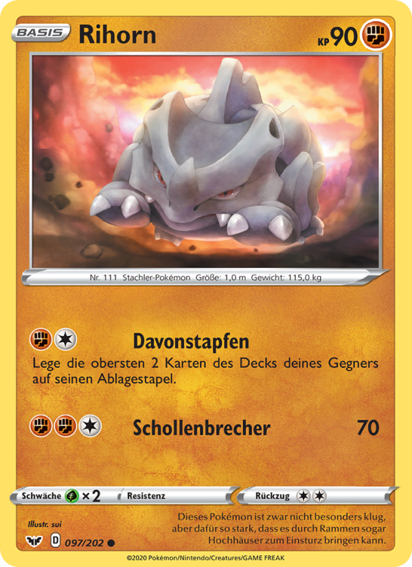 Rihorn 97 — Schwert & Schild (German Pokémon TCG card)