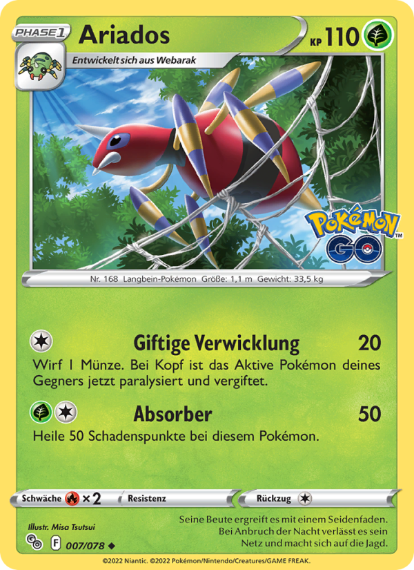 Ariados 007 — Pokémon GO (German Pokémon TCG card)