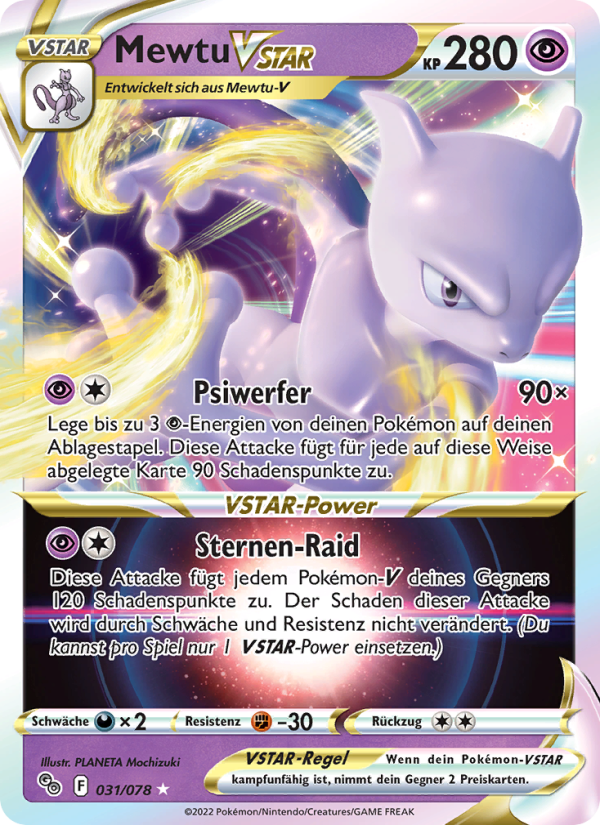 Mewtu VSTAR 031 — Pokémon GO (German Pokémon TCG card)