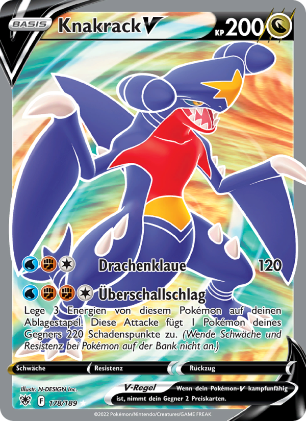 Knakrack V 178 — Astralglanz (German Pokémon TCG card)