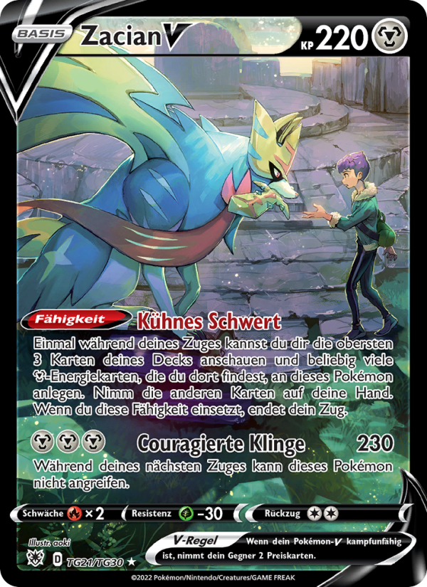 Zacian V TG21 — Astralglanz (German Pokémon TCG card)