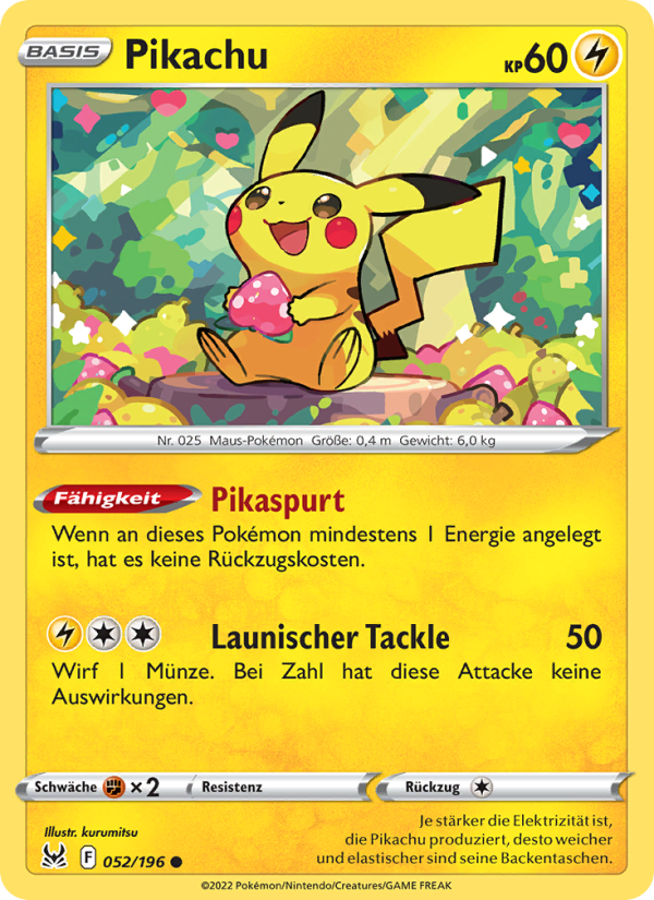 Pikachu 052 — Verlorener Ursprung (German Pokémon TCG card)