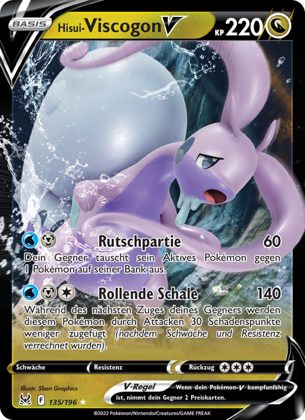 Hisui Viscogon-V 135 — Verlorener Ursprung (German Pokémon TCG card)