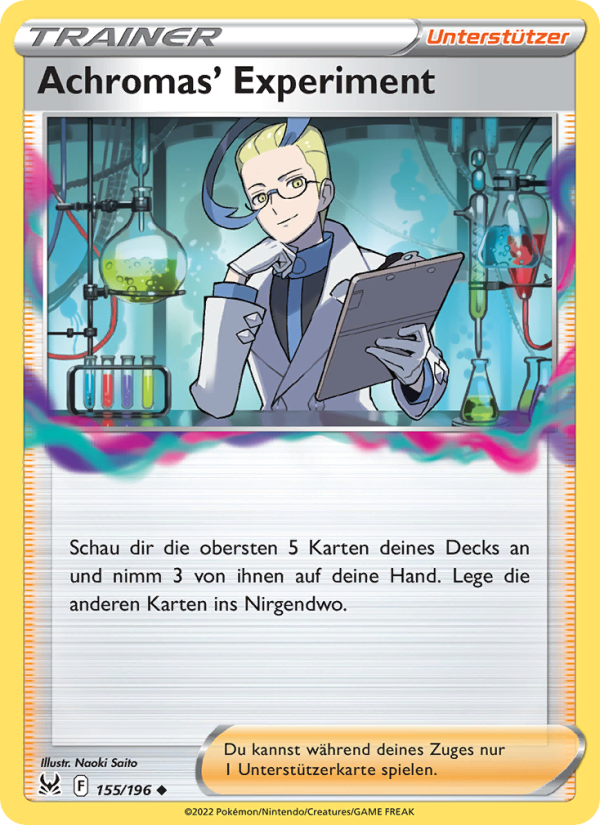 Achromas' Experiment 155 — Verlorener Ursprung (German Pokémon TCG card)