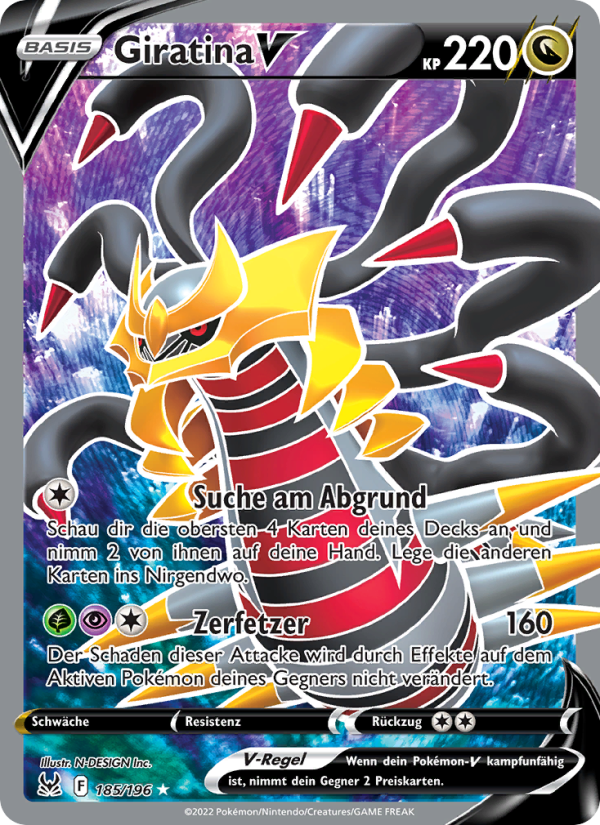 Giratina V 185 — Verlorener Ursprung (German Pokémon TCG card)