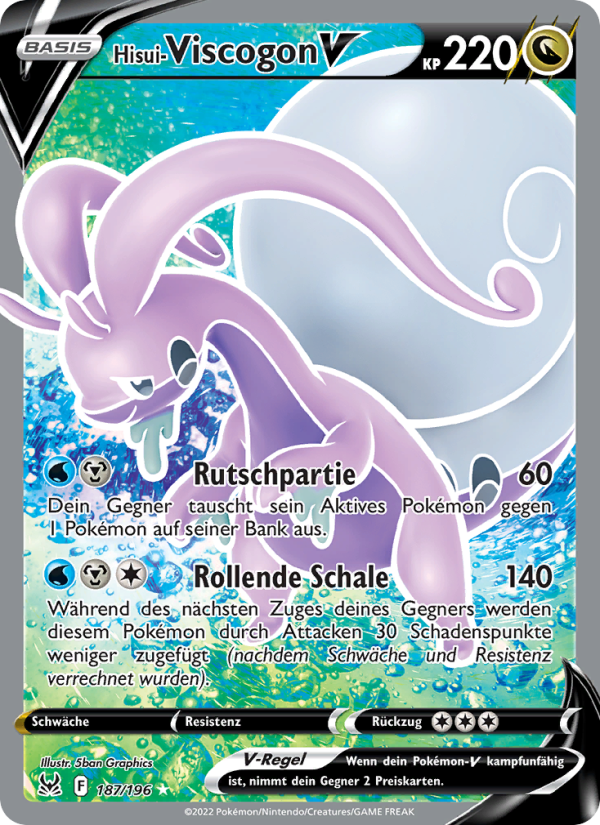 Hisui Viscogon-V 187 — Verlorener Ursprung (German Pokémon TCG card)