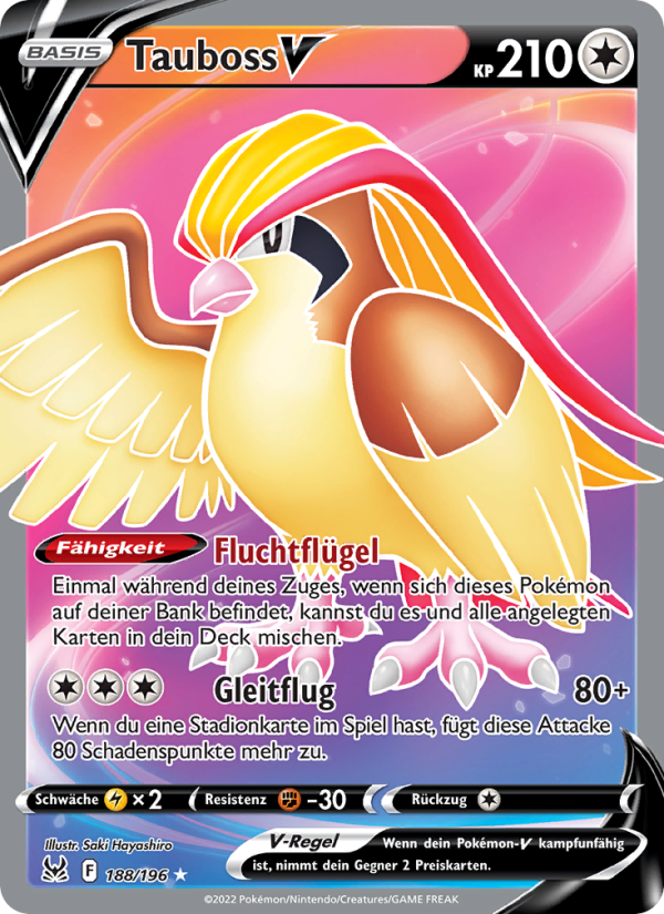Tauboss V 188 — Verlorener Ursprung (German Pokémon TCG card)