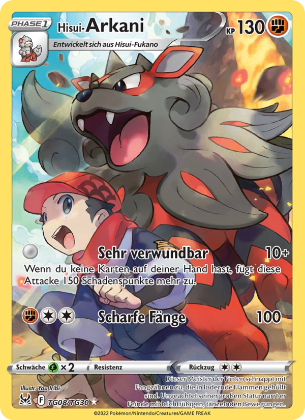 Hisui-Arkani TG08 — Lost Origin (German Pokémon TCG card)