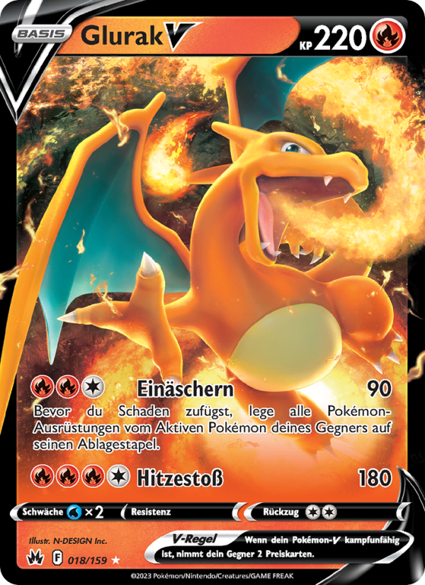 Glurak V 018 — Zenit der Könige (German Pokémon TCG card)