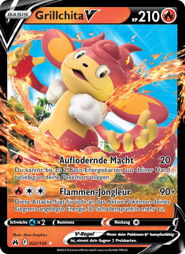 Grillchita V 022 — Zenit der Könige (German Pokémon TCG card)