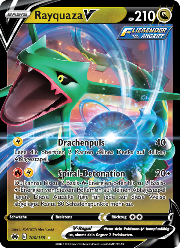 Rayquaza V 100 — Zenit der Könige (German Pokémon TCG card)