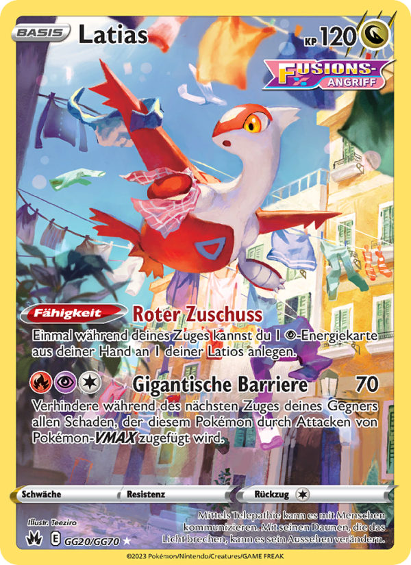 Latias GG20 — Zenit der Könige (German Pokémon TCG card)