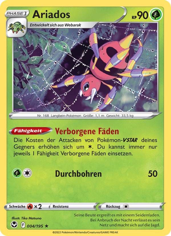 Ariados 004 — Silver Tempest (German Pokémon TCG card)