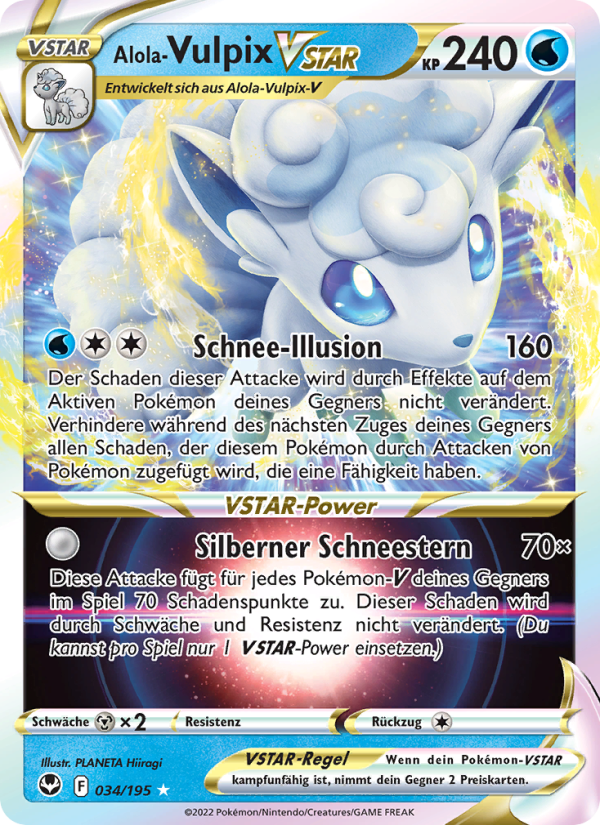 Alola Vulpix-VSTAR 034 — Silberne Sturmwinde (German Pokémon TCG card)