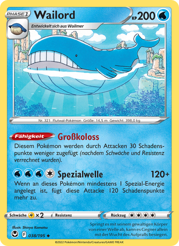 Wailord 038 — Silberne Sturmwinde (German Pokémon TCG card)