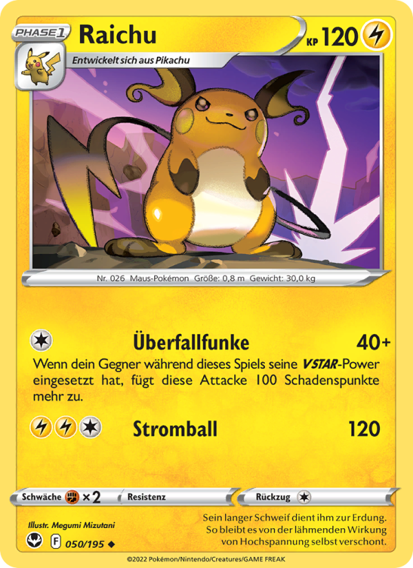 Raichu 050 — Silberne Sturmwinde (German Pokémon TCG card)