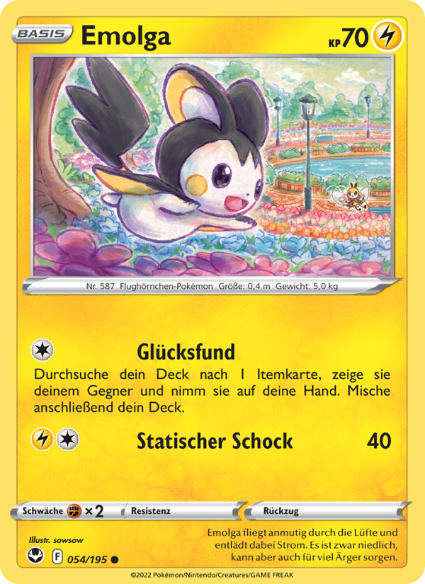 Emolga 054 — Silberne Sturmwinde (German Pokémon TCG card)