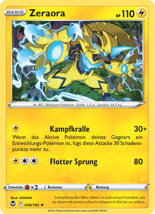 Zeraora 056 — Silver Tempest (German Pokémon TCG card)