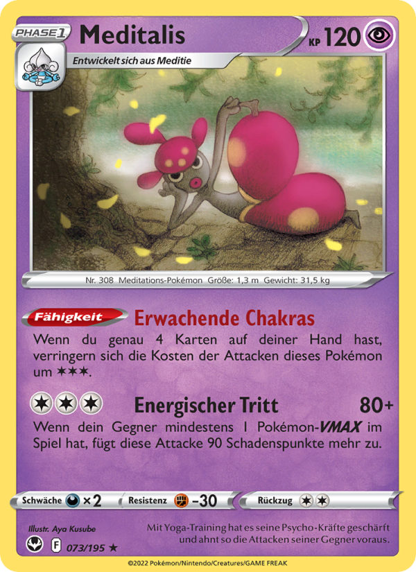 Meditalis 073 — Silberne Sturmwinde (German Pokémon TCG card)
