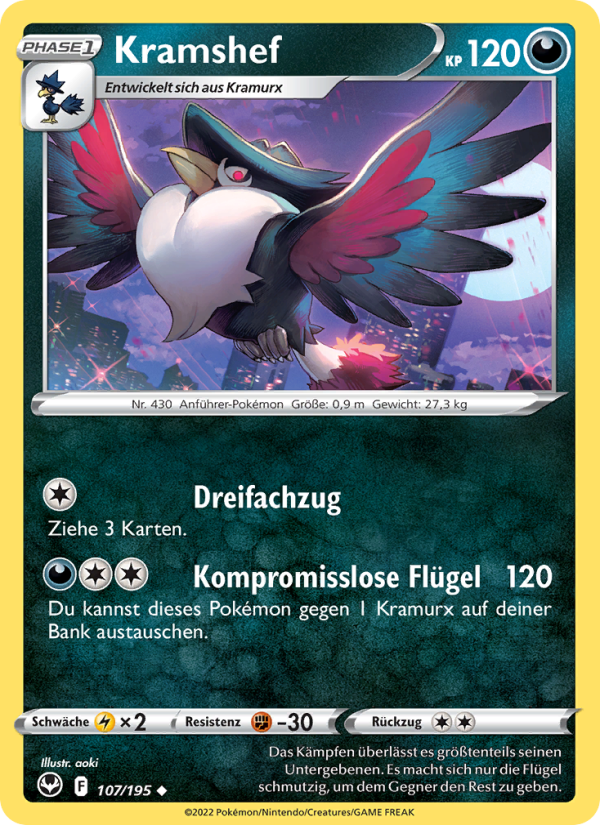 Kramshef 107 — Silberne Sturmwinde (German Pokémon TCG card)