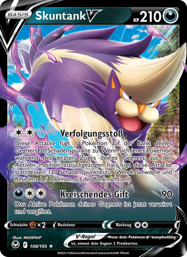 Skuntank V 108 — Silberne Sturmwinde (German Pokémon TCG card)