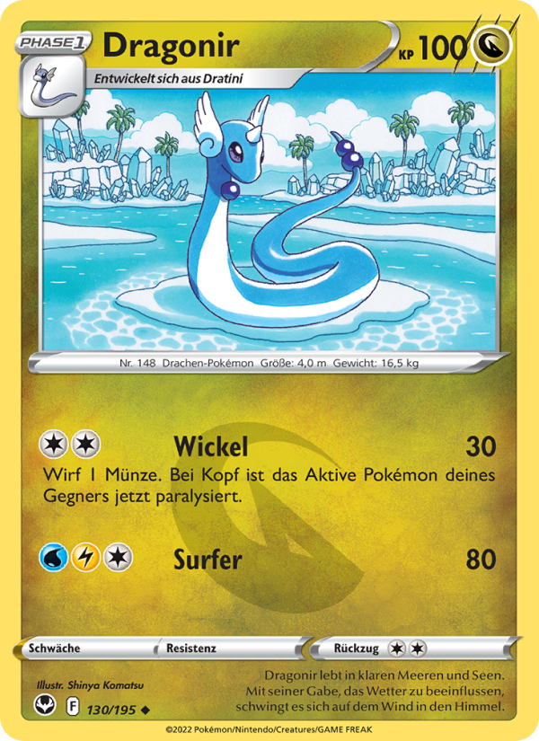 Dragonir 130 — Silberne Sturmwinde (German Pokémon TCG card)