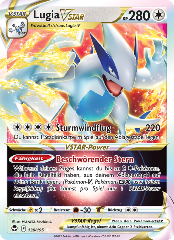Lugia VSTAR 139 — Silberne Sturmwinde (German Pokémon TCG card)