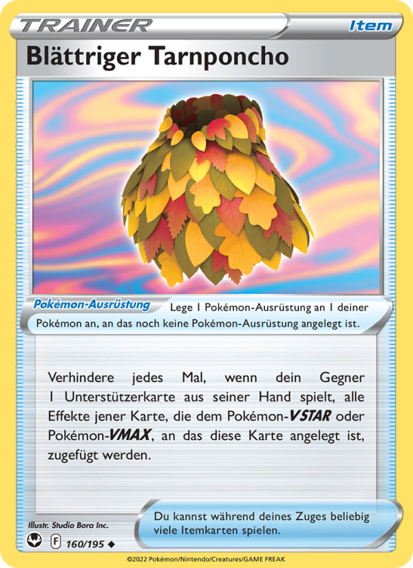 Blättriger Tarnponcho 160 — Silberne Sturmwinde (German Pokémon TCG card)
