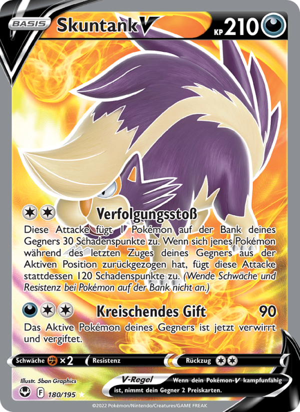 Skuntank V 180 — Silberne Sturmwinde (German Pokémon TCG card)
