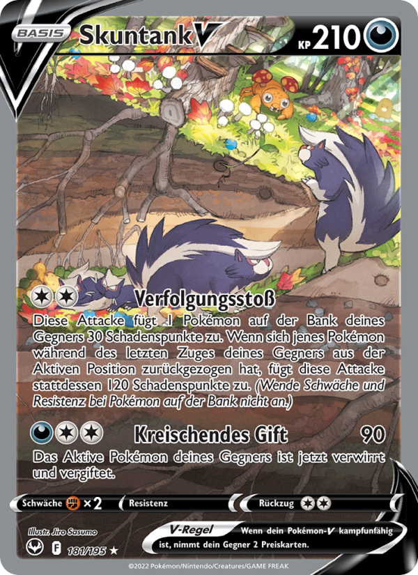 Skuntank V 181 — Silberne Sturmwinde (German Pokémon TCG card)