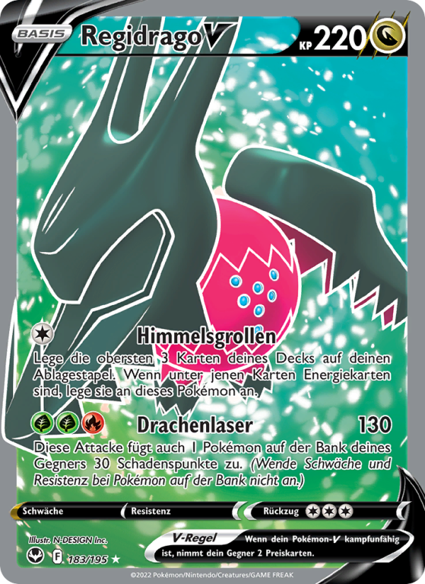 Regidrago V 183 — Silberne Sturmwinde (German Pokémon TCG card)