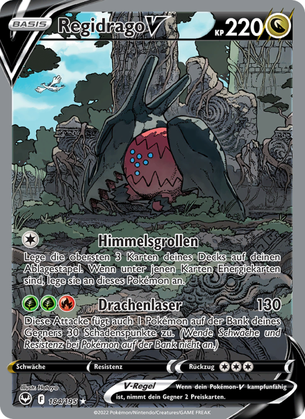 Regidrago V 184 — Silberne Sturmwinde (German Pokémon TCG card)