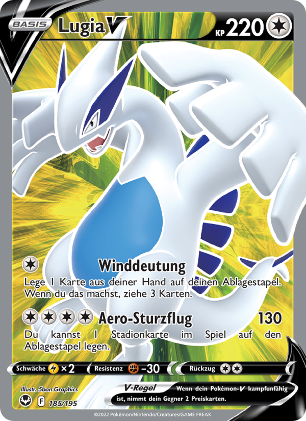 Lugia V 185 — Silberne Sturmwinde (German Pokémon TCG card)