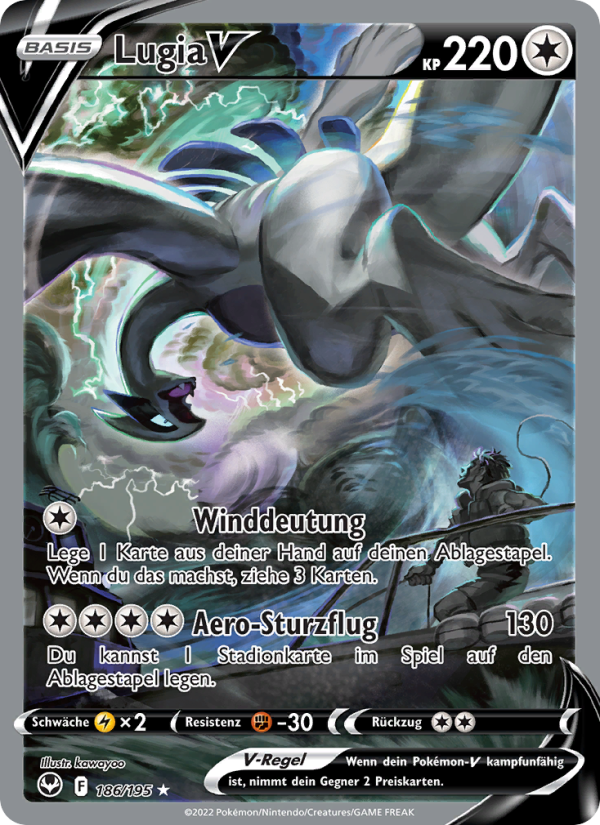 Lugia V 186 — Silberne Sturmwinde (German Pokémon TCG card)