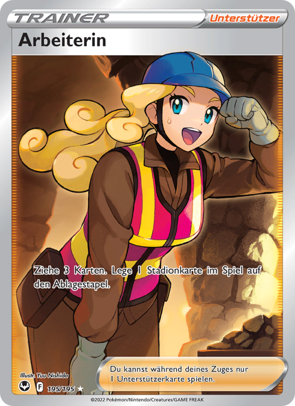 Arbeiterin 195 — Silberne Sturmwinde (German Pokémon TCG card)