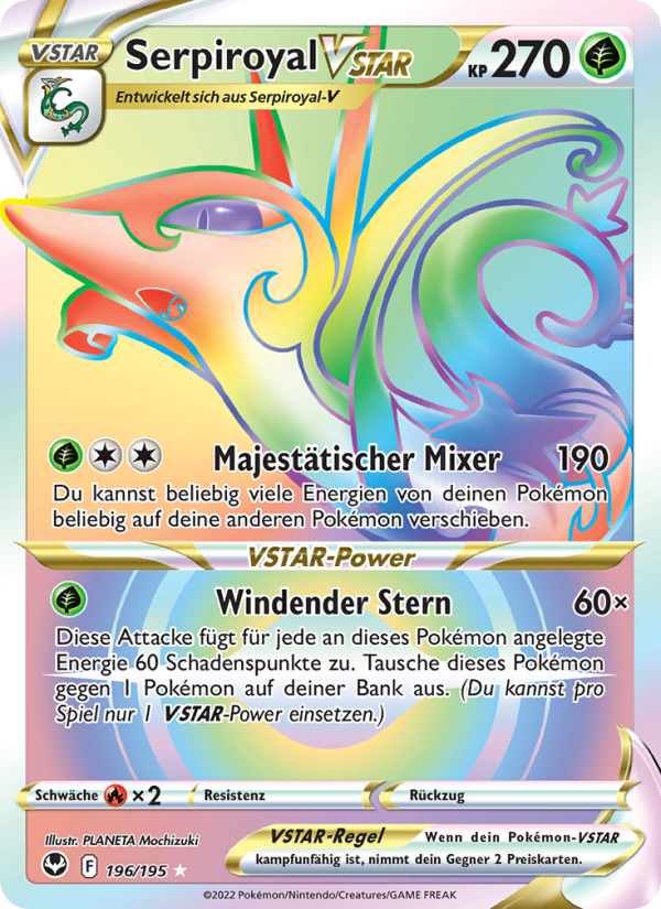 Serpiroyal VSTAR 196 — Silberne Sturmwinde (German Pokémon TCG card)
