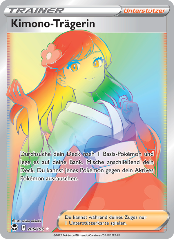 Kimono-Trägerin 205 — Silberne Sturmwinde (German Pokémon TCG card)