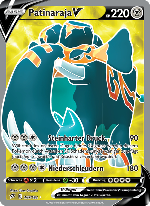 Patinaraja V 187 — Clash der Rebellen (German Pokémon TCG card)