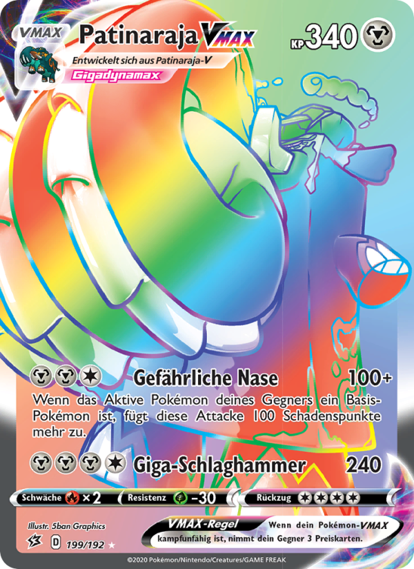 Patinaraja VMAX 199 — Clash der Rebellen (German Pokémon TCG card)