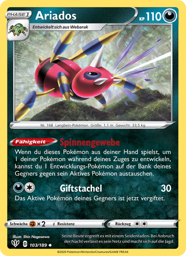 Ariados 103 — Flammende Finsternis (German Pokémon TCG card)