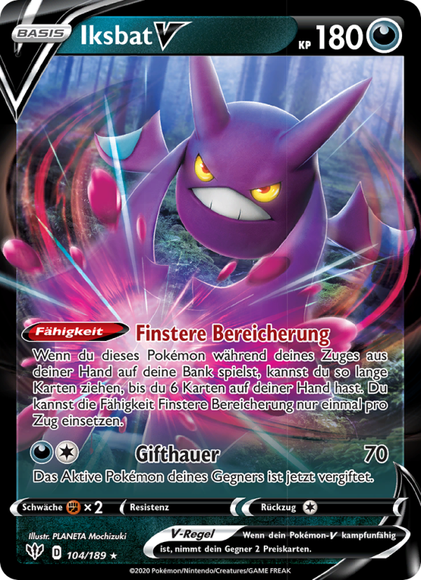 Iksbat V 104 — Flammende Finsternis (German Pokémon TCG card)