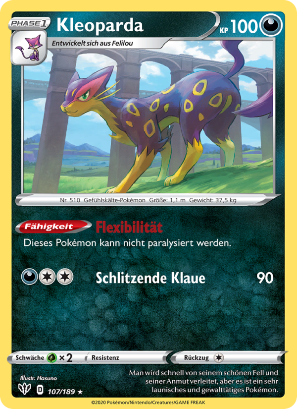 Kleoparda 107 — Flammende Finsternis (German Pokémon TCG card)