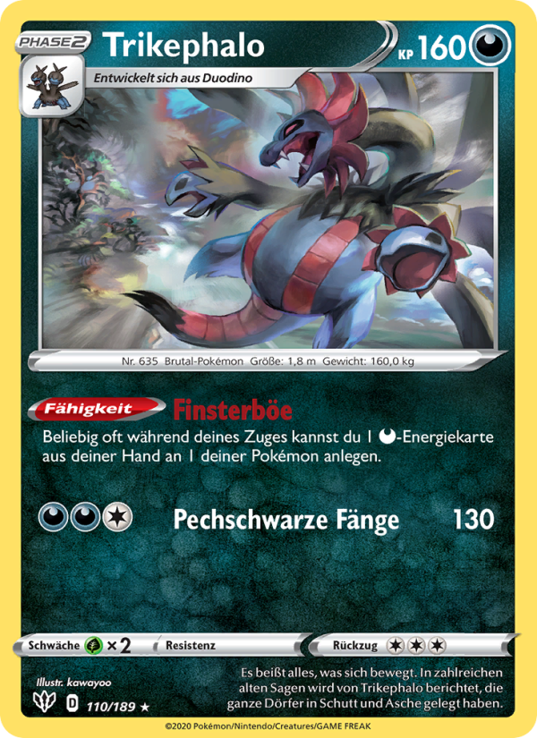 Trikephalo 110 — Flammende Finsternis (German Pokémon TCG card)