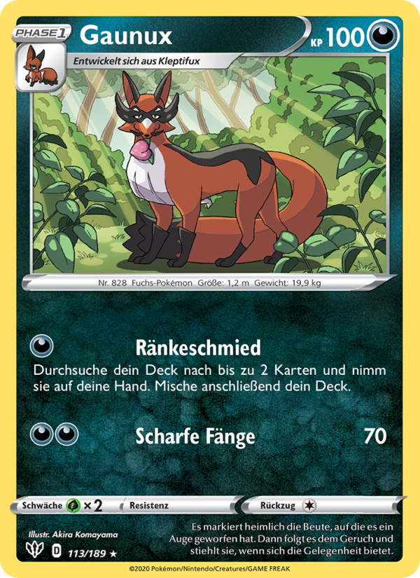 Gaunux 113 — Flammende Finsternis (German Pokémon TCG card)