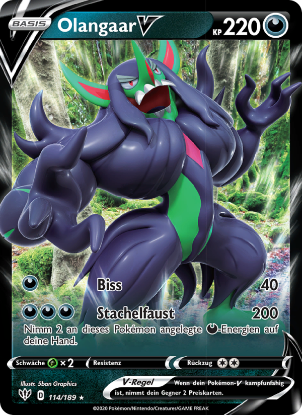 Olangaar V 114 — Flammende Finsternis (German Pokémon TCG card)