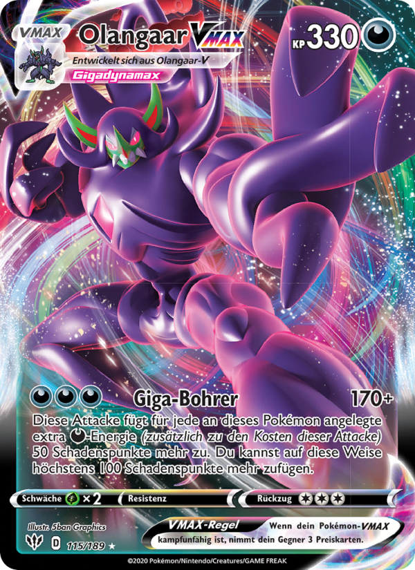 Olangaar VMAX 115 — Flammende Finsternis (German Pokémon TCG card)